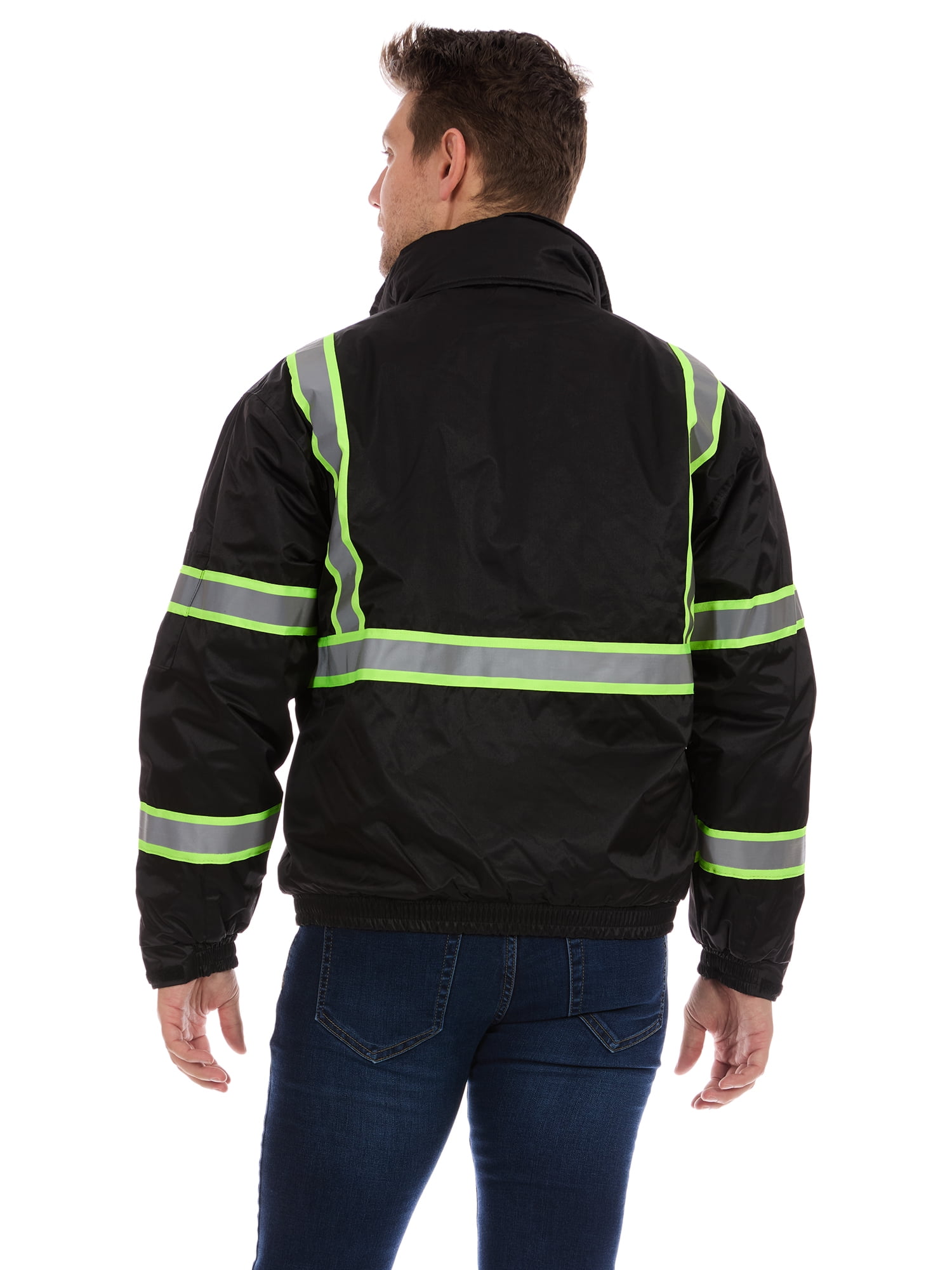 Bass Creek Outfitters Men's Oxford Insulated Safety Work Jacket with Hidden Hood, Sizes M-2XL