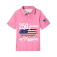 thumbnail image 6 of CCRFTGI 4th of July Pique Polo Shirts for Boys Girls Patriotic 250 Anniversary USA Flag Quick Dry School Uniform Shirts for Kids Summer Lapel Collar T Shirt Short Sleeve Shirt Pink 5-6 Years, 6 of 7