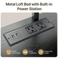 thumbnail image 4 of Twin Loft Bed with Desk, Lofka Metal Bunk Bed with LED Lights, Charging Sation, Storage Shelves，Safety Guard and Ladder, Black, 4 of 10