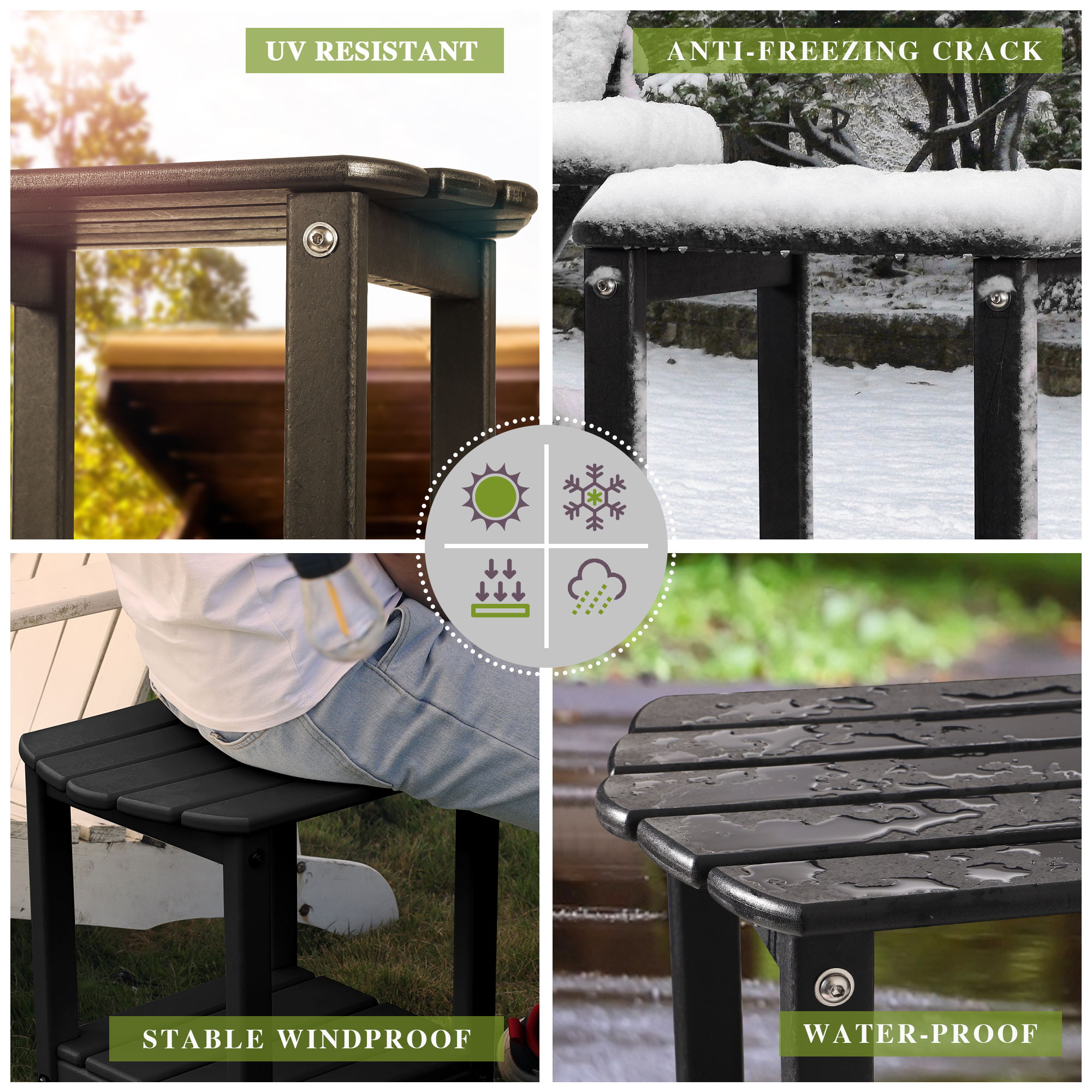 Scafild | Adirondack Side Table Plastic Outdoor End Tables with 2 Layer Storage, Coffee Table for Your Adirondack Chair, Patio Deck Garden, Backyard & Lawn Furniture - Black - image 3 of 8