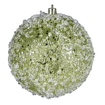 Vickerman 4.75" Lime Glitter Hail Ball Ornament, 4 per Bag