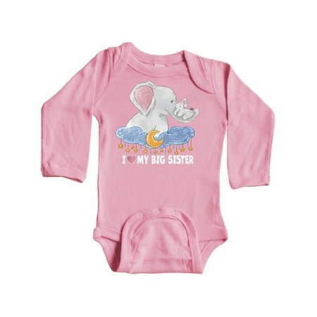 

Inktastic I Love My Big Sister Cute Elephants with Moon and Stars Gift Baby Boy or Baby Girl Long Sleeve Bodysuit
