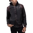 thumbnail image 5 of X RAY Jeans Mens Grainy PU Hooded Jacket with Faux Shearling Lining, Black/Burgundy, L, 5 of 8