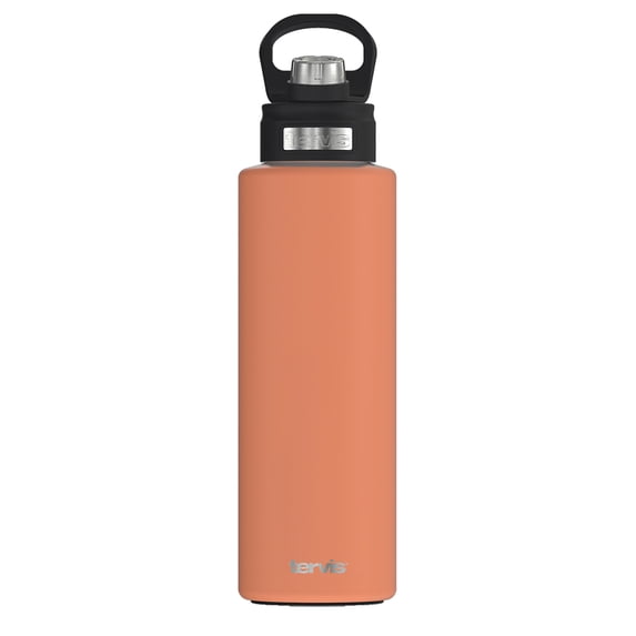 Tervis Powder Coated Stainless Steel Triple Walled Insulated Tumbler Travel Cup Keeps Drinks Cold, 40oz with Deluxe Spout Lid, Citrus Sunrise