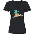 thumbnail image 3 of Inktastic Aloha- in cursive with pineapple rainbow colors Women's V-Neck T-Shirt, 3 of 5