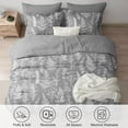 thumbnail image 2 of PHF 3 Pieces Printed Comforter Set King Size, Lightweight Botanical Floral Bed in a Bag, Ultra Soft Bedding Set with 1 Reversible Comforter and 2 Pillow Shams, Grey, 2 of 7
