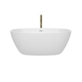 thumbnail image 2 of Juno 59 Inch Freestanding Bathtub in White with Shiny White Trim and Floor Mounted Faucet in Brushed Gold, 2 of 5