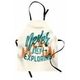 thumbnail image 1 of Explore Apron Hand Lettering Quote on Traveling with Mountain and Forest Silhouette, Unisex Kitchen Bib Apron with Adjustable Neck for Cooking Baking Gardening, Teal Beige Burnt Orange, by Ambesonne, 1 of 3