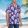 thumbnail image 3 of Rateoe crystal Skull flower Pattern Men’s Hawaiian Shirt – Short Sleeve Button-Down Tropical Beach Shirt, Lightweight & Breathable Casual Aloha Shirt with Pocket,, 3 of 7