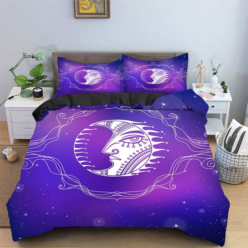 Sun And Moon Duvet Cover Stars Galaxy Astrology Constellation Bedding