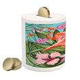 thumbnail image 2 of Flamingo Piggy Bank, Illustration of Animal Tropical Garden Hibiscus Flower Plant Vintage, Ceramic Coin Bank Money Box for Cash Saving, 3.6" X 3.2", Green Pink Blue, by Ambesonne, 2 of 4