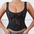 thumbnail image 7 of Ugoldhm Women's Floral Lace Corset - Textured Lace-Up Shapewear Overbust Double Layer Bustier, 7 of 7