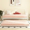 thumbnail image 2 of Miniyam Metal Twin Daybed with Pull Out Twin Trundle,Trundle Bed for Living Room Guest Room,White(Mattress not included), 2 of 9