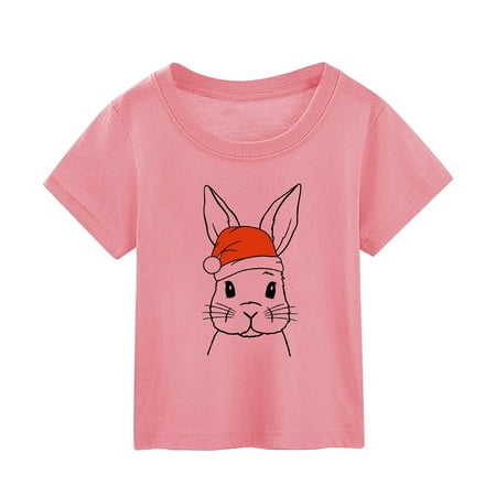 

Shirt for Girls 7-8 Toddler Summer Children s Easter Cartoon Bunny Print Short Sleeved T Shirt for Boy and Girl Kid Top Clothes for Girls 10-12 2-Pink 110