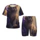 thumbnail image 1 of Balery Purple Flower Lazy Cat Conjunto de Pijama Infantil de Manga Corta con Estampado – Ropa de Dormir de Algodón Suave-XX-Large, 1 of 6
