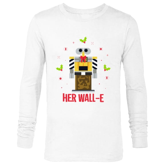 Disney and Pixar Her WALL-E Christmas Couples Matching - Long Sleeve T-Shirt for Men - Customized-White