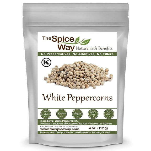 The Spice Way White Peppercorns - Asian and European Cuisine - 4 oz.