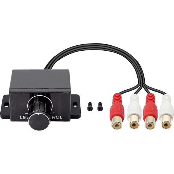 Controlador de nivel RCA universal amplificador de audio automotriz RCA regulador de audio bajo mejora Perilla de control de volumen y cable automóvil motocicleta altavoz Cine en casa