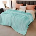 thumbnail image 3 of Turquoise Fleece Throw Blanket for Couch, Modern Abstract Art Ombre Striped Microfiber Flannel Blanket for All Season, Lightweight Soft Throw Blankets for Women, Girls, Adults, 50"x80", 3 of 9