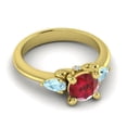thumbnail image 3 of 2.50 Carat Round Cut Red Ruby & Aquamarine Gemstone Elegant 3-Stone Ring for Women Solid 14K Yellow Gold Size 11.5 by Diamond-Capitals, 3 of 8
