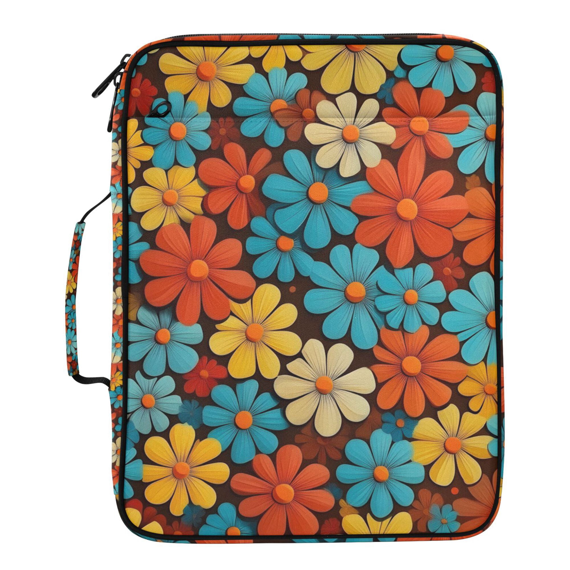 FORMRS Accordion File Folder A4 Size 7-Pocket Expanding Document Organizer Bag with 3 Ring Binder, Blooming Flowers