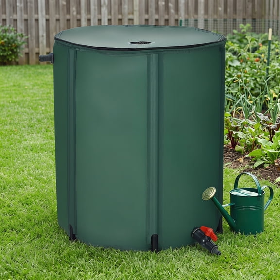 Resenkos 53 Gallon Portable Collapsible Rain Barrel Water Collector,Green