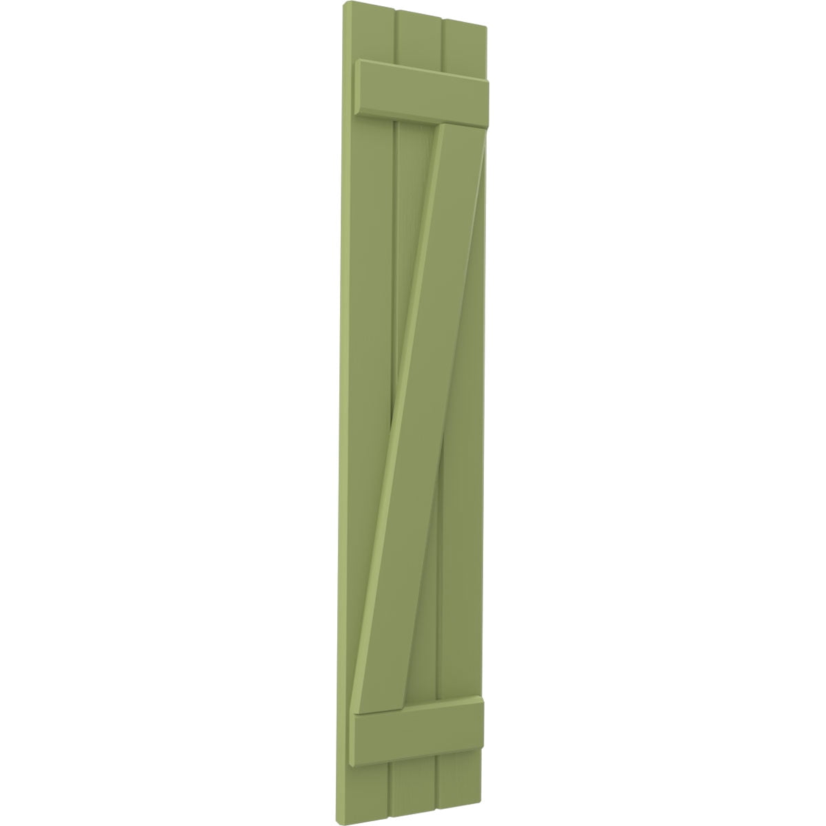 Ekena Millwork 10 1/2"W x 64"H Americraft Three Board (2 Batten) Exterior Real Wood Joined Board-n-Batten Shutters w/ Z-Bar (Per Pair), Moss Green