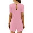 thumbnail image 4 of hotojiny Plus Size Spring Clothes for Women Summer Casual Short Sleeve Rompers Loose Backless Beach Lounge Shorts Jumpsuit, 4 of 7