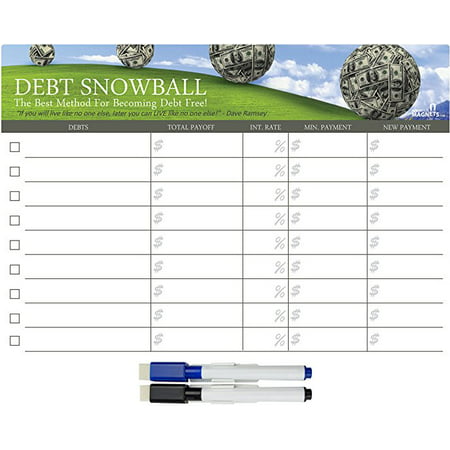Debt Snowball - World's Best Money Management, Debt Management & Debt Reduction Tool - 2 Dry Erase Markers (Best Powder Snow In The World)