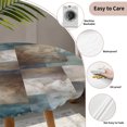 thumbnail image 3 of Blue Brown Geometric Round Tablecloth for 36-44 Inch Tables, Fitted Table Cover with Elastic Edge, Modern Ombre Abstract Art Waterproof Outdoor Table Cloth Protector for Patio Garden Dinner Picnic, 3 of 9