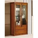 thumbnail image 3 of Gabinete de vino de madera maciza A16, dos puertas, seda dorada, nogal, moderno gabinete alto chino para sala de estar, vitrina con puerta de vidrio para pared, 3 of 4