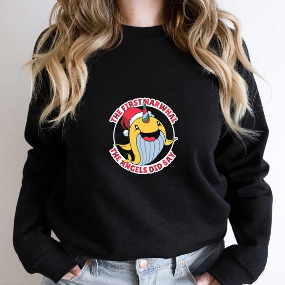 Christmas Narwhal Unicorn Funny Holiday Gift Graphic SW5509 Unisex Sweatshirt, Up to Size 5XL