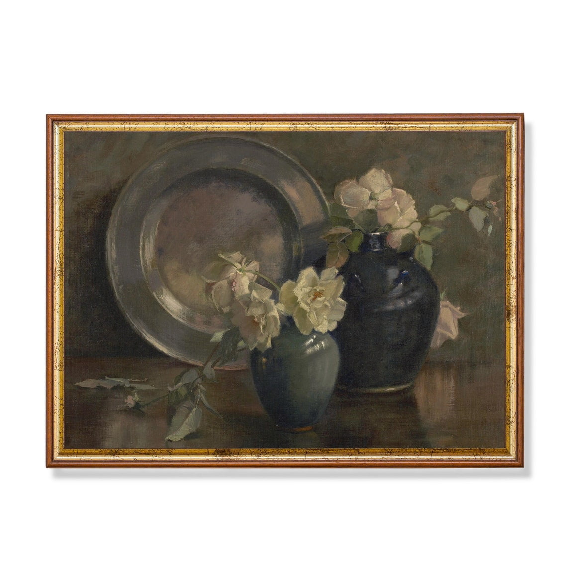 Antique White Rose Still Life Romantic Botanical Wall Art Print Botanical Bedroom And Living Room Decor