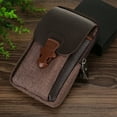 thumbnail image 6 of fankhu Canvas Men Waist Bag Casual Phone Purse Travel Zipper Belt Pouch (Coffee), 6 of 7