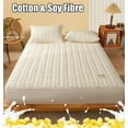 Cotton Quilted Fitted Mattress Cover Solid Color Soy Fibre Fitted Sheet