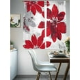 thumbnail image 4 of Red Floral Sheer Curtains 72 inches Long 2 Panels Set Vintage Flowers Sheer Window Curtain Rod Pocket Voile Drapes for Living Room/Bedroom, Each 52" W x 72" L, 4 of 7