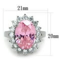thumbnail image 2 of High polished (no plating) Stainless Steel Ring with Synthetic Synthetic Glass in Rose for Women Rose Stone Color Style TK3676 Size 9, 2 of 4