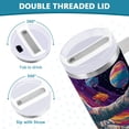 thumbnail image 5 of 40 oz Insulated Stainless Steel Tumbler Double Wall Stainless Steel Tumbler with 2-Way Drinking Colorful Flowers and Planets, 5 of 9