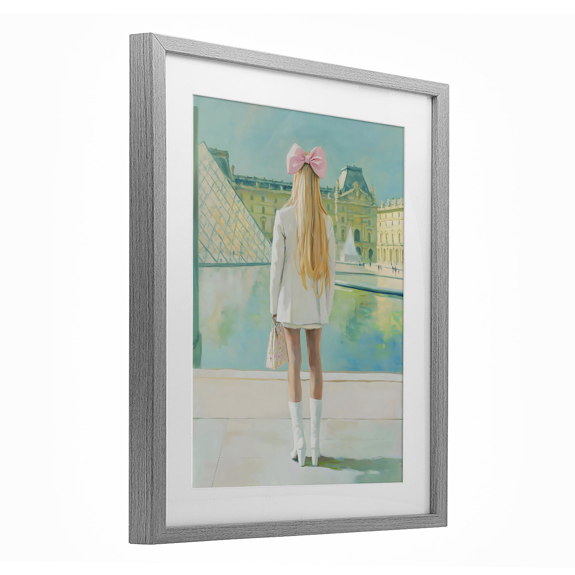 Stupell Industries Girl In Paris Observing Gray Framed Print Under Glass, design by The Prints Vibe