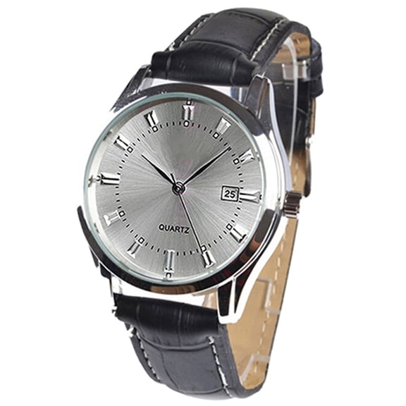 UDIYO Men Vintage Date Calendar Dial Faux Leather Business Analog Quartz Wrist Watch