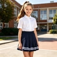 thumbnail image 6 of BLTIBY Girl School Uniform Pleated Mini Skirt High Waisted Comfy Breathable Skorts with Lined Navy 2 14-15 Years, 6 of 6