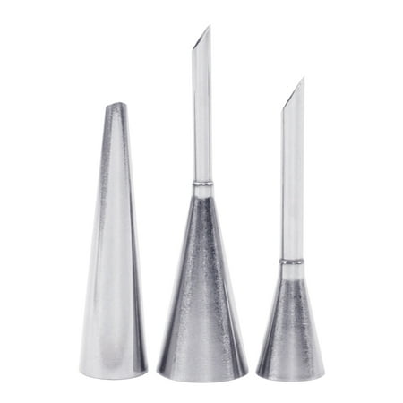 

Reduced！Amusingtao 3PCS/Set Decorating Tips Puff Nozzle Long Cake Stainless Steel Silver Baking