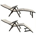 thumbnail image 3 of Kozyard Cozy Aluminum Reclining Lounge Chair - Foldable Outdoor Chaise Lounge with Drink Holder, Weather Free, Adjustable - Assemble-Free (1 Pack, Beige), 3 of 5
