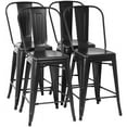 thumbnail image 1 of FDW Metal Stool Set of 4 Counter Barstool with Back 24 Inches Seat Height Industrial Bar, Black, 1 of 7