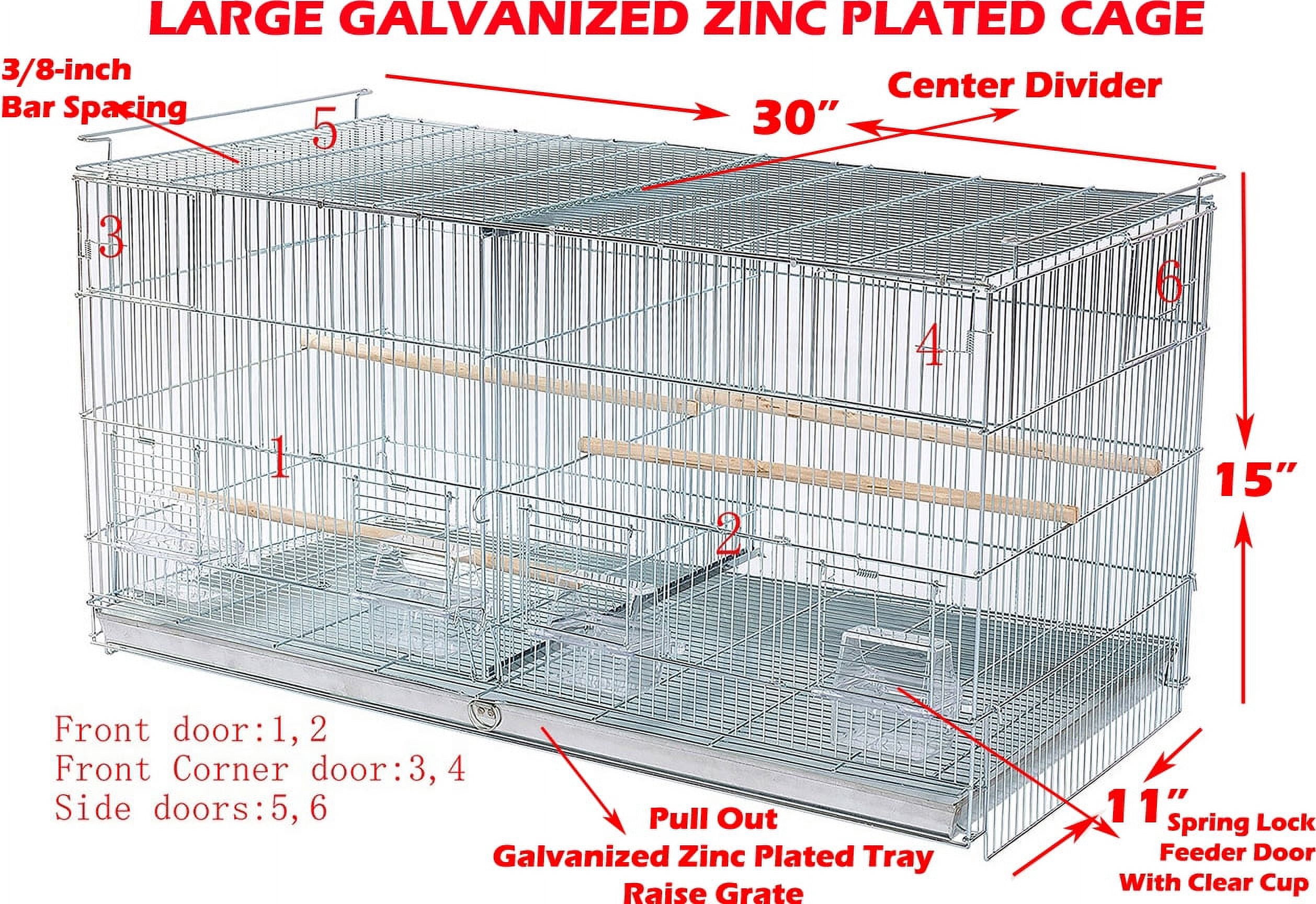 4 of LARGE Galvanized Steel Stack and Lock Double Breeding Breeder Flight Bird Cage Center Dividers Side Breeding Nest Box Doors With Removable Rolling Stand
