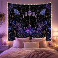thumbnail image 2 of Crystal Cluster with Lavender and Moons on Black, Mystical Celestial for Witchy Decor Lovers, Celestial Wall Art, Halloween Gift Tapestry Wall Hanging for Bedroom and Dorm, 2 of 7