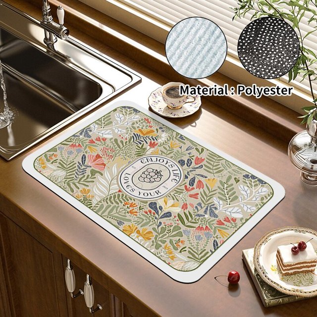 Estera Impresa Del Secado Del Plato Absorbente Estupendo Café Escurre La Vajilla Que Escurre La Alfombra De Secado Rápido La Vajilla De La Cocina Placemat