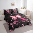 thumbnail image 2 of spefrowx Watercolor Letter A Bow Print King Bedding, Black Pink Princess Ribbon King Bed in a Bag, Black Reversible, 7-Piece, 2 of 6