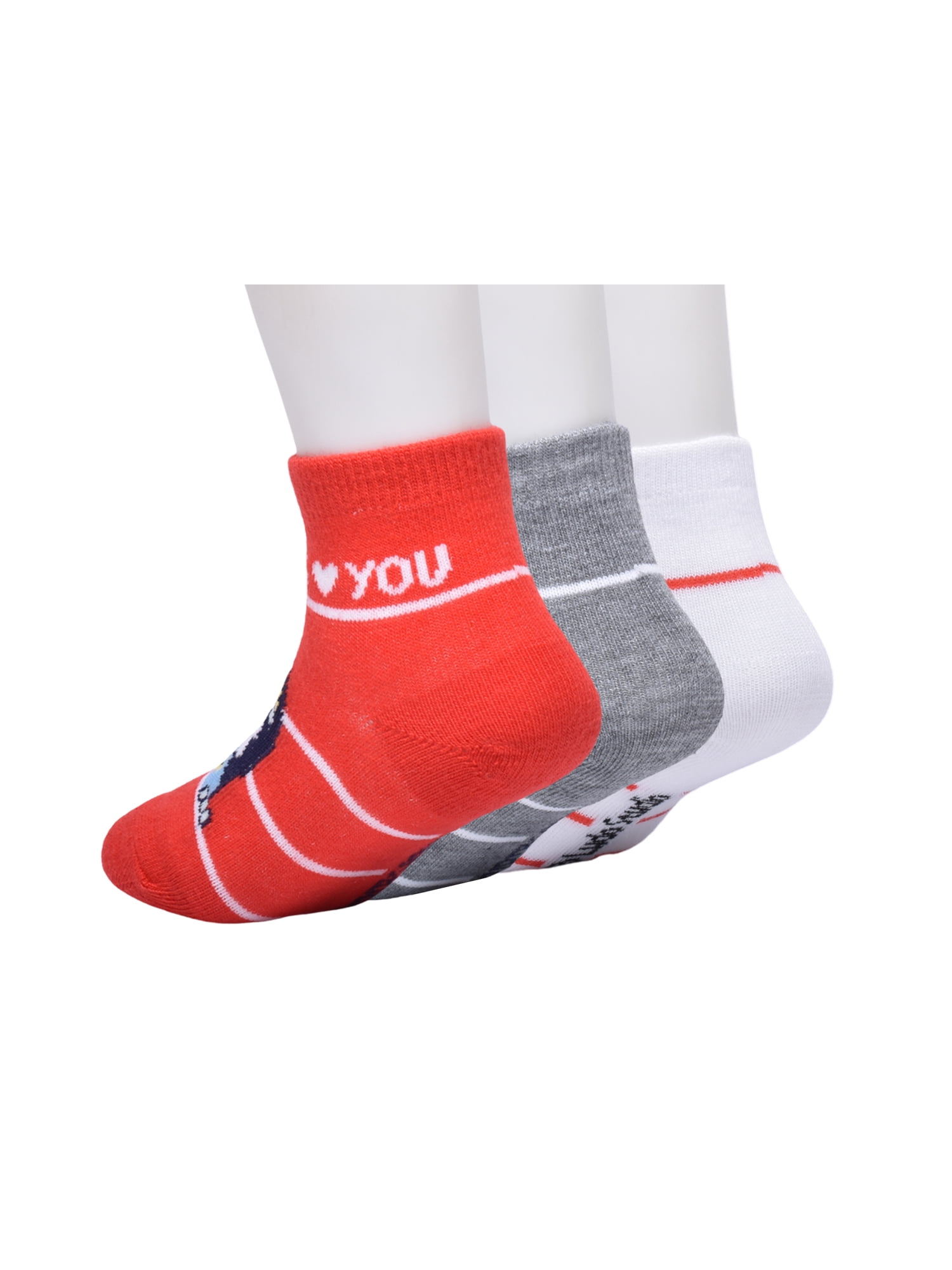 Character Toddler Valentine's Ankle Socks, 3- Pack, Sizes 12M- 5T