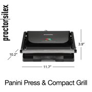 Proctor Silex Panini Press Sandwich Maker & Compact Grill with Nonstick Plates